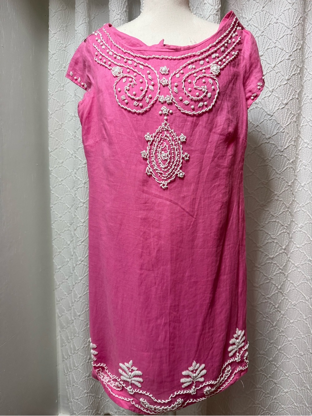 Lilly Pulitzer Pink Linen-Blend Dress with White Tag Detail